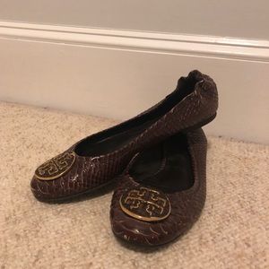 Purple Snake Skin Tory Burch Flats